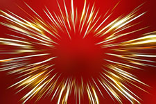 A firework exploding with red and gold colors