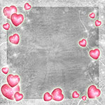 Gray textured frame with pink hearts