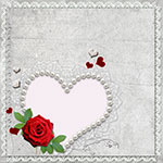 Valentine's Day heart template with red rose and hearts
