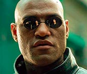 Morpheus from The Matrix wearing sunglasses