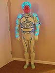 Person in a Tron costume with glowing accents