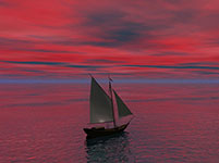 Sailboat sailing on calm waters during a colorful sunset