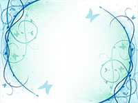 An abstract blue and green design template with birds and swirling patterns.