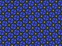 Repeating pattern of blue and black geometric shapes with silver details