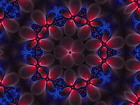 Kaleidoscope pattern with red and blue colors