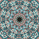 Kaleidoscope pattern with teal, red, and white colors