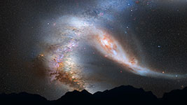 Galaxy over mountains at night