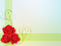 Red roses with green swirls on a gradient background